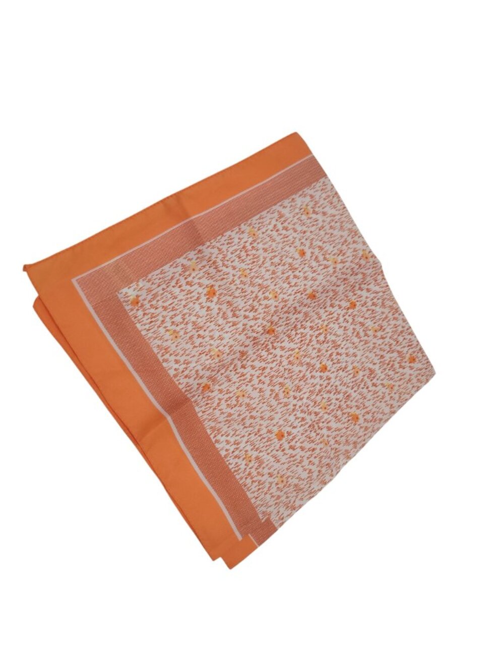 Vtg Orange & White Geometric Floral Scarf 20" Square Made In Italy Polyester - Picture 10 of 13